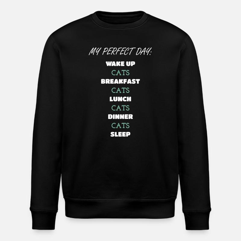 Whimsical Cat Daily Routine Design - Stanley/Stella ROLLER Unisex Organic Sweatshirt - black