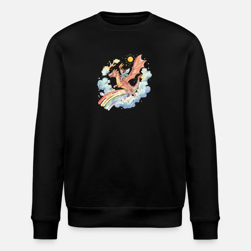 Fille avec dragon et arc-en-ciel - Sweat bio ROLLER Stanley/Stella Unisexe - noir