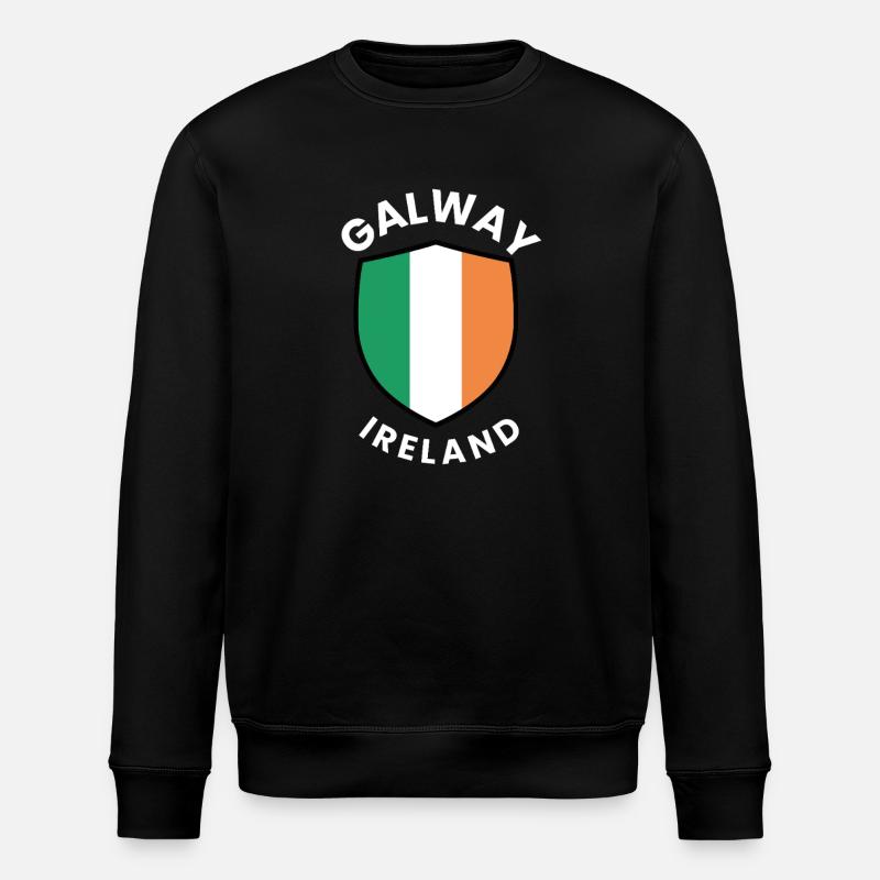 Galway-Schild mit irischer Flagge - Stanley/Stella Unisex Bio-Sweatshirt ROLLER - Schwarz