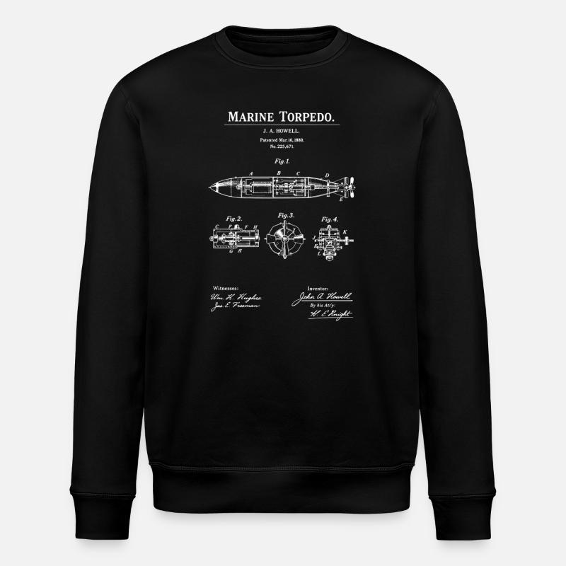 Marine-Torpedopatent-Bauplan - Stanley/Stella Unisex Bio-Sweatshirt ROLLER - Schwarz