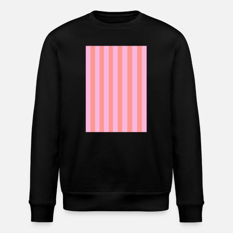 Stripes - Pink Red Customizable - Stanley/Stella ROLLER Unisex Organic Sweatshirt - black
