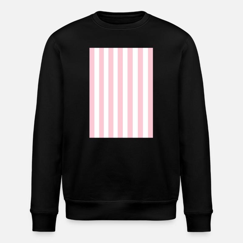Stripes - pink white personalizable - Stanley/Stella ROLLER Unisex Organic Sweatshirt - black
