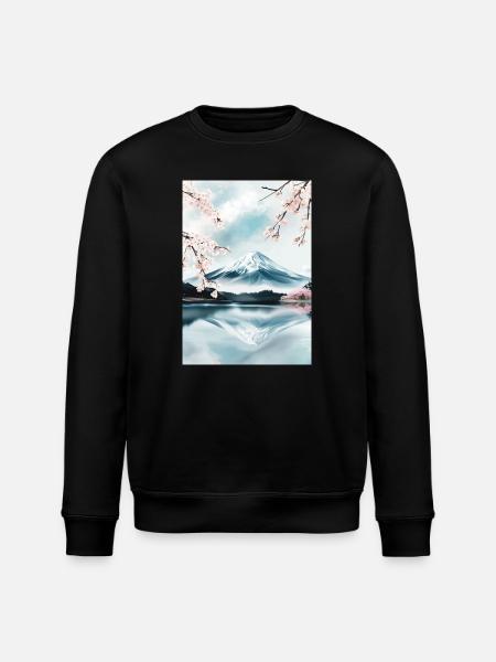 Fuji-Berg und Kirschblüten - Stanley/Stella Unisex Bio-Sweatshirt ROLLER - Schwarz