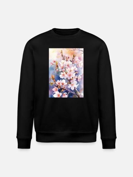 Aquarellfarben pastellfarbene Kirschblüten - Stanley/Stella Unisex Bio-Sweatshirt ROLLER - Schwarz