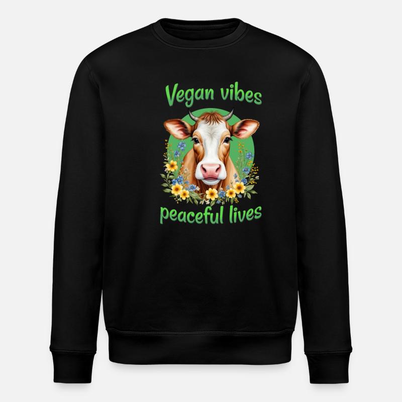 Vegan vibes peaceful lives - Stanley/Stella ROLLER Unisex Organic Sweatshirt - black