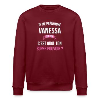 Vanessa super pouvoir femme - Sweat bio ROLLER Stanley/Stella Unisexe - bordeaux - Devant - Nik (191cm)