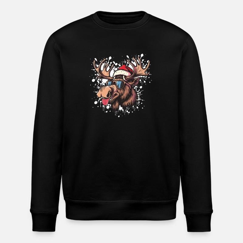 Elch Weihnachten Lustig - Stanley/Stella Unisex Bio-Sweatshirt ROLLER - Schwarz