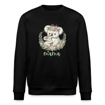 Maman Koala ours câlin I Couronne florale maman I Koala - Sweat bio ROLLER Stanley/Stella Unisexe - noir - Devant - Nik (191cm)