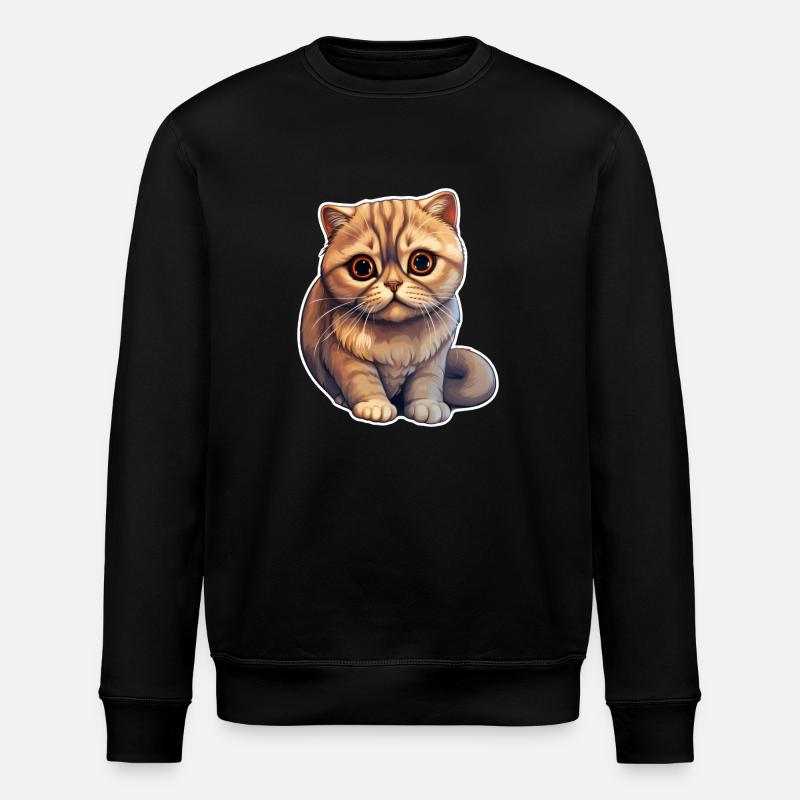 Scottish Fold Cat - Stanley/Stella ROLLER Unisex Organic Sweatshirt - black