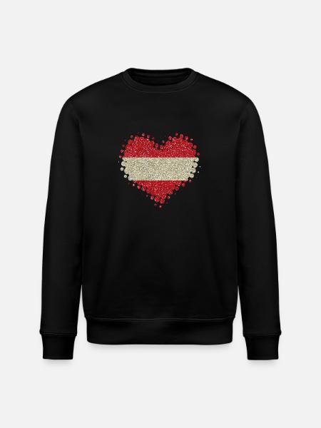Jag älskar Österrike - lokal stolthet tradition Heart - Ekologisk sweatshirt ROLLER unisex från Stanley/Stella - svart