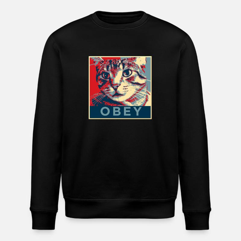 Obey the Cat! - Stanley/Stella Unisex Bio-Sweatshirt ROLLER - Schwarz