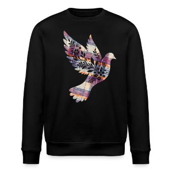 Taube Friedenstaube Turteltaube Tartan Vogel - Stanley/Stella Unisex Bio-Sweatshirt ROLLER - Schwarz - Vorne - Nik (191cm)
