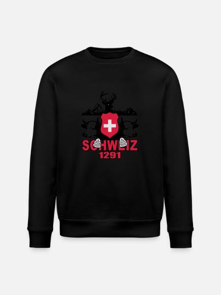 Schweiz Milchkuh 1291 - Stanley/Stella Unisex Bio-Sweatshirt ROLLER - Schwarz