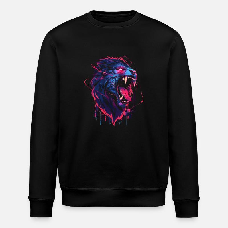 Synthwave Lion - Stanley/Stella Unisex Bio-Sweatshirt ROLLER - Schwarz