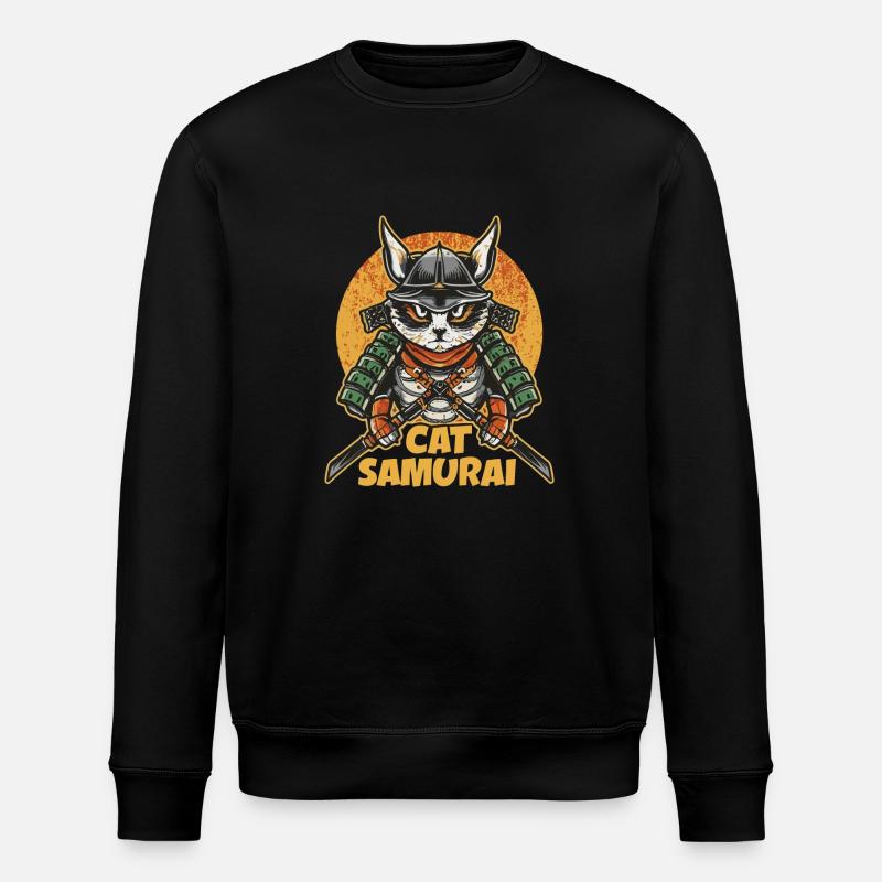 Cat Samurai - Stanley/Stella ROLLER Unisex Organic Sweatshirt - black
