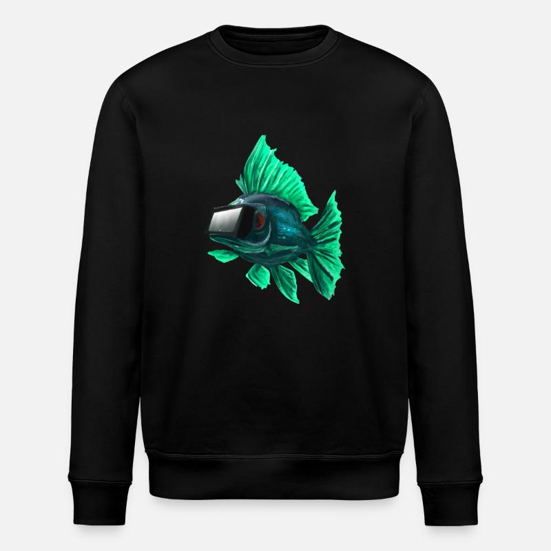Fish_01 - Stanley/Stella ROLLER Unisex Organic Sweatshirt - black