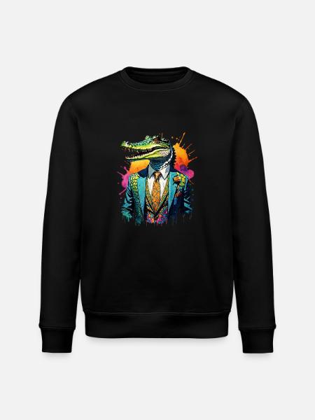 Crocodile in a suit - Stanley/Stella ROLLER Unisex Organic Sweatshirt - black