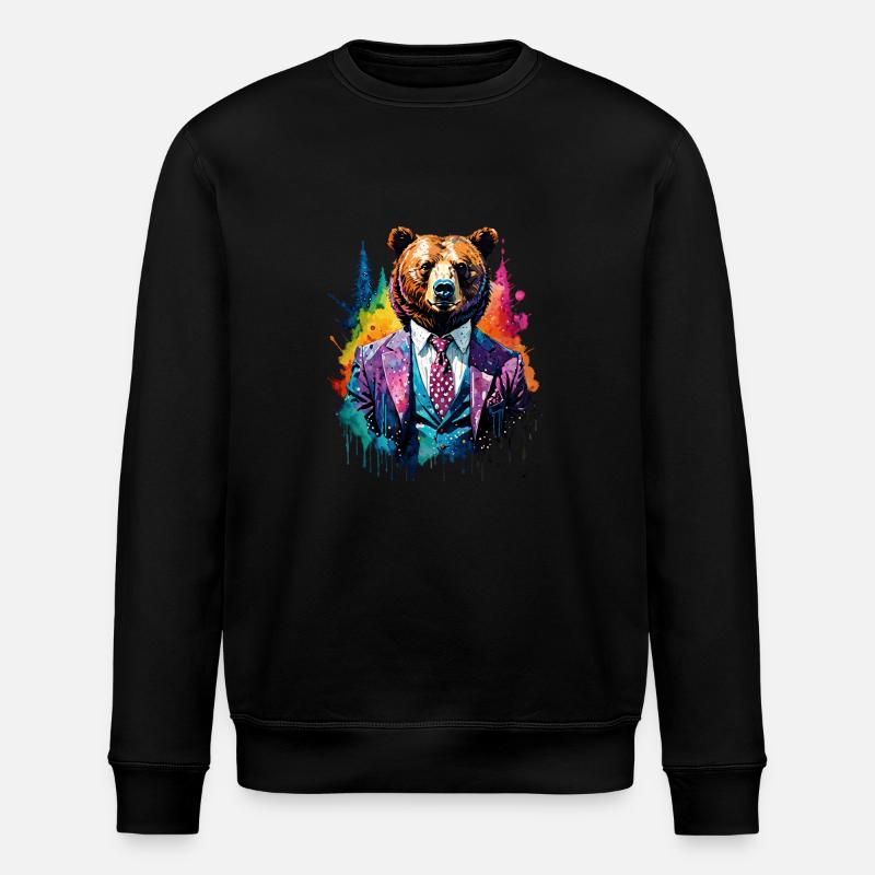 Bär im Anzug - Stanley/Stella Unisex Bio-Sweatshirt ROLLER - Schwarz