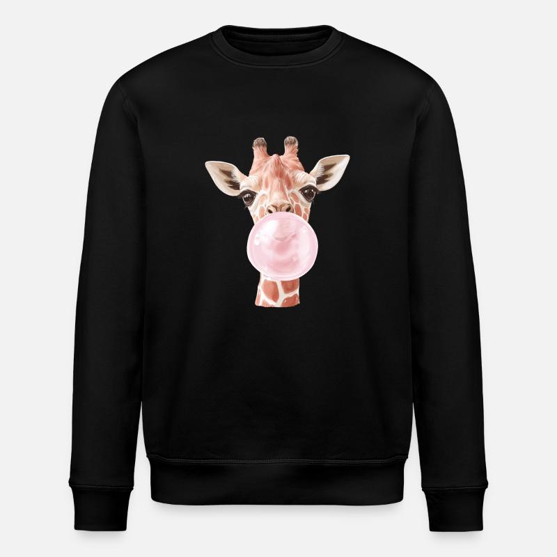 Lustige Giraffe Kaugummi Blase - Stanley/Stella Unisex Bio-Sweatshirt ROLLER - Schwarz