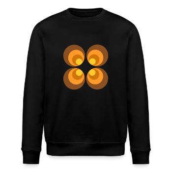 70er Jahre Blume Muster - Stanley/Stella Unisex Bio-Sweatshirt ROLLER - Schwarz - Vorne - Nik (191cm)