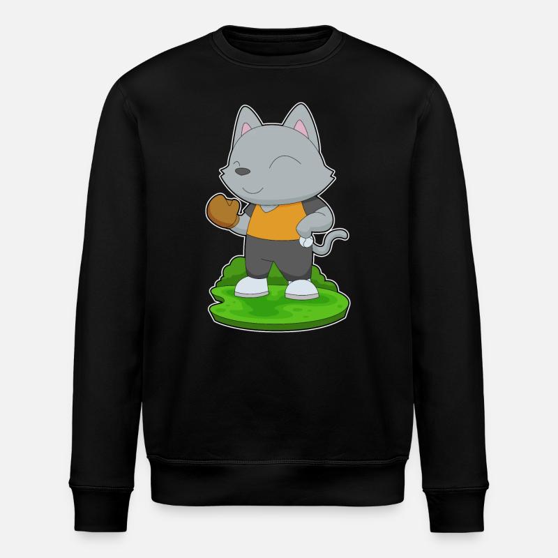 Cat Baseball Baseball Glove - Stanley/Stella ROLLER Unisex Organic Sweatshirt - black