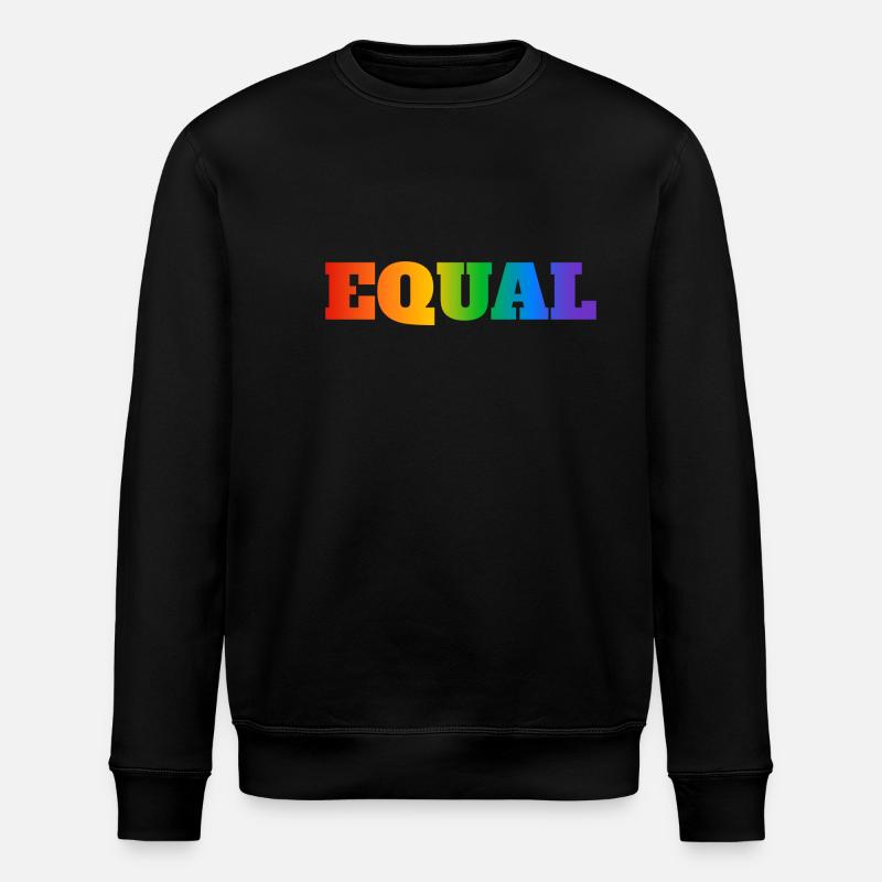EQUAL RAINBOW TEXT - Stanley/Stella ROLLER Unisex Organic Sweatshirt - black