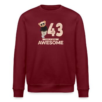 43 Years of being Awesome Teddy Bear - Stanley/Stella Unisex Bio-Sweatshirt ROLLER - Burgunderrot - Vorne - Nik (191cm)