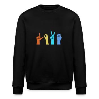 Langue des signes ASL sourd - Sweat bio ROLLER Stanley/Stella Unisexe - noir - Devant - Nik (191cm)