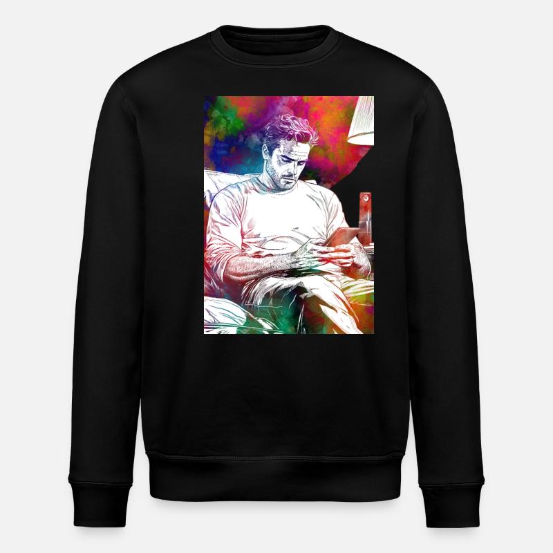 Man life with smartphone - Stanley/Stella ROLLER Unisex Organic Sweatshirt - black