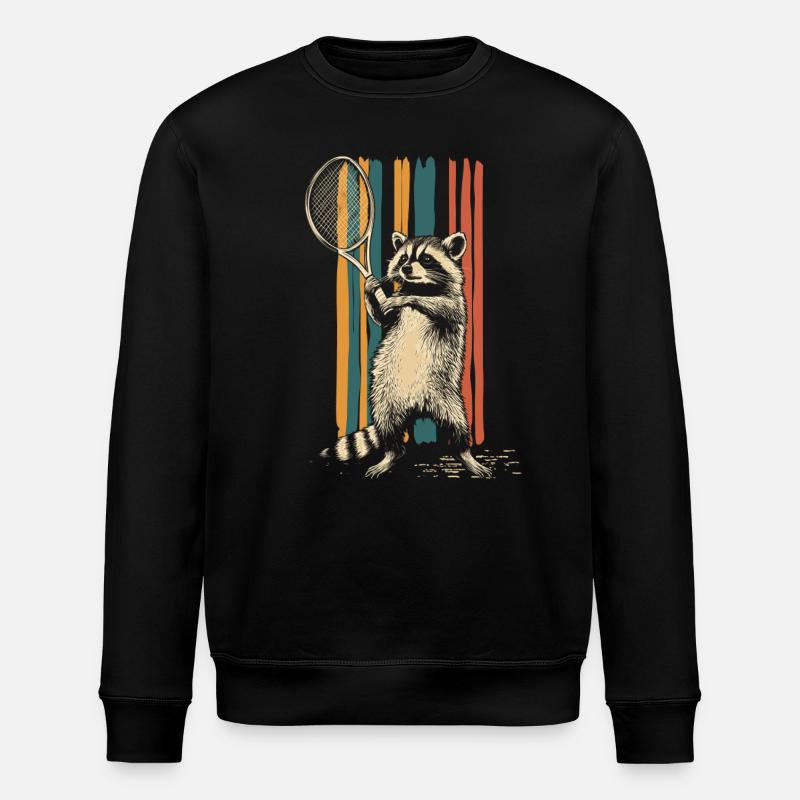 Waschbär spielt Tennis - Stanley/Stella Unisex Bio-Sweatshirt ROLLER - Schwarz