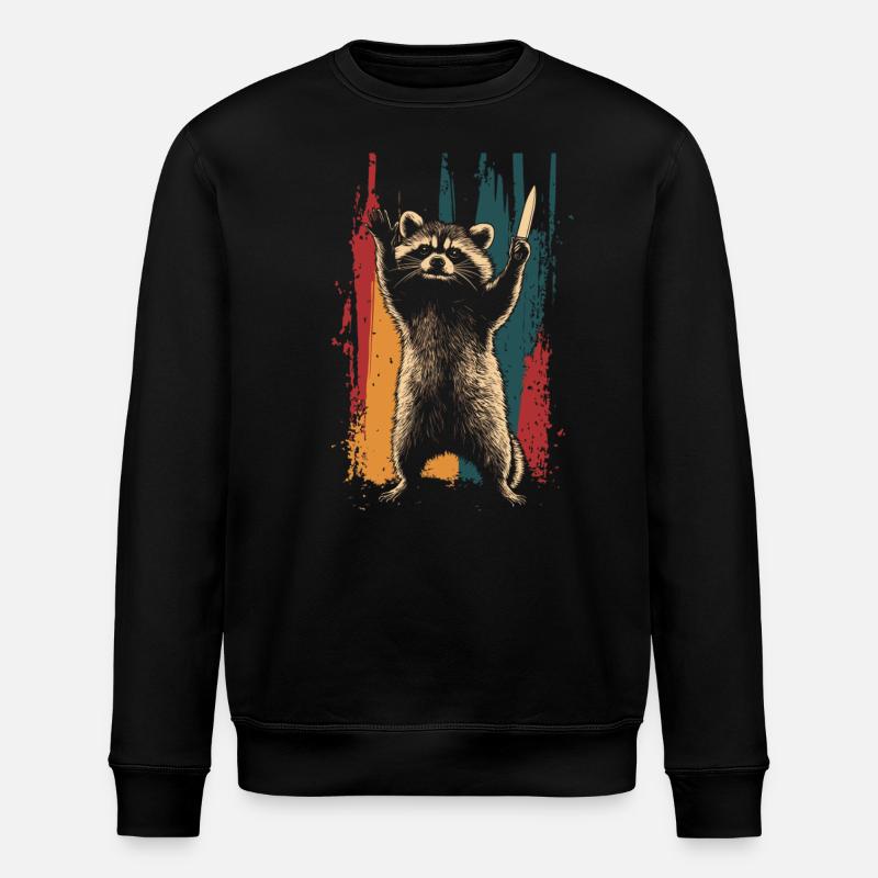 Vilain raton laveur avec couteau - Sweat bio ROLLER Stanley/Stella Unisexe - noir
