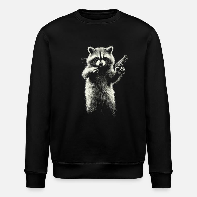 raton laveur avec pistolet - Sweat bio ROLLER Stanley/Stella Unisexe - noir