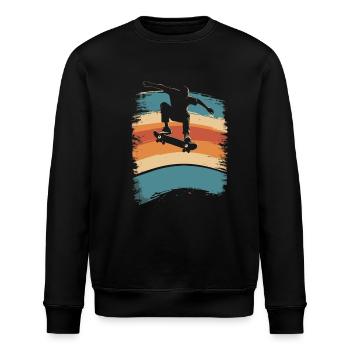 Skateboard Retro vintage Skating Skateboarding - Stanley/Stella Unisex Bio-Sweatshirt ROLLER - Schwarz - Vorne - Nik (191cm)