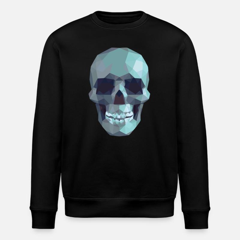Low Poly Blue Skull – Geometrisch-Gotik-Stil - Stanley/Stella Unisex Bio-Sweatshirt ROLLER - Schwarz