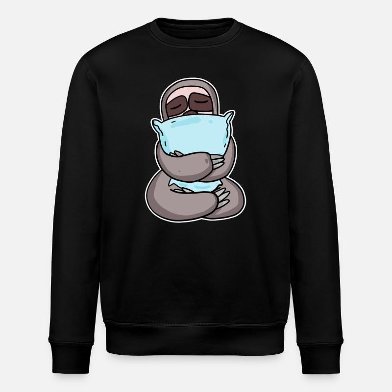 Faultier mit Kissen - Stanley/Stella Unisex Bio-Sweatshirt ROLLER - Schwarz