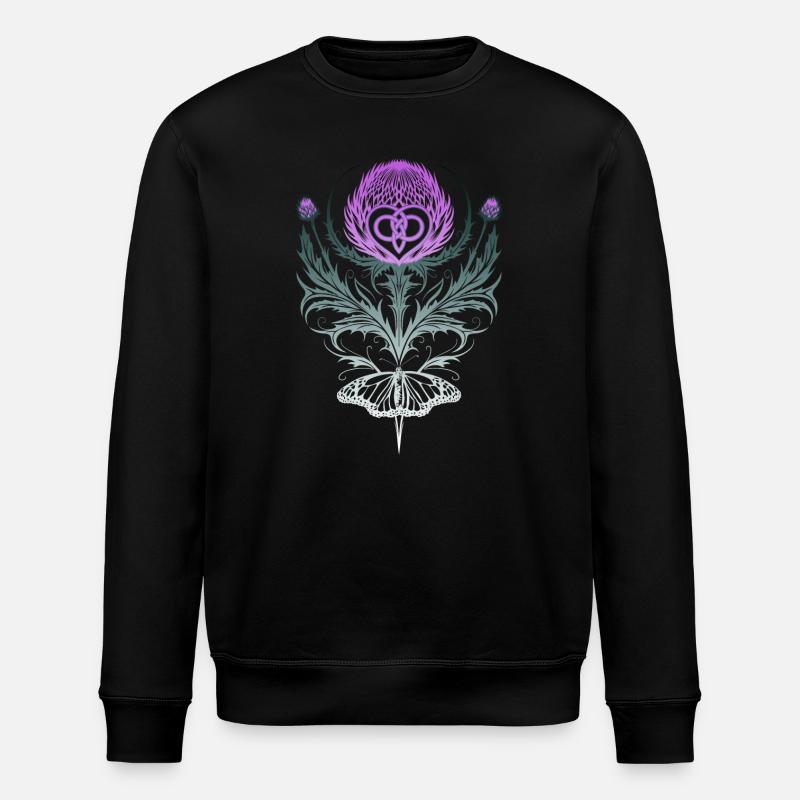 Distel mit Schmetterling Mutterknoten - Stanley/Stella Unisex Bio-Sweatshirt ROLLER - Schwarz