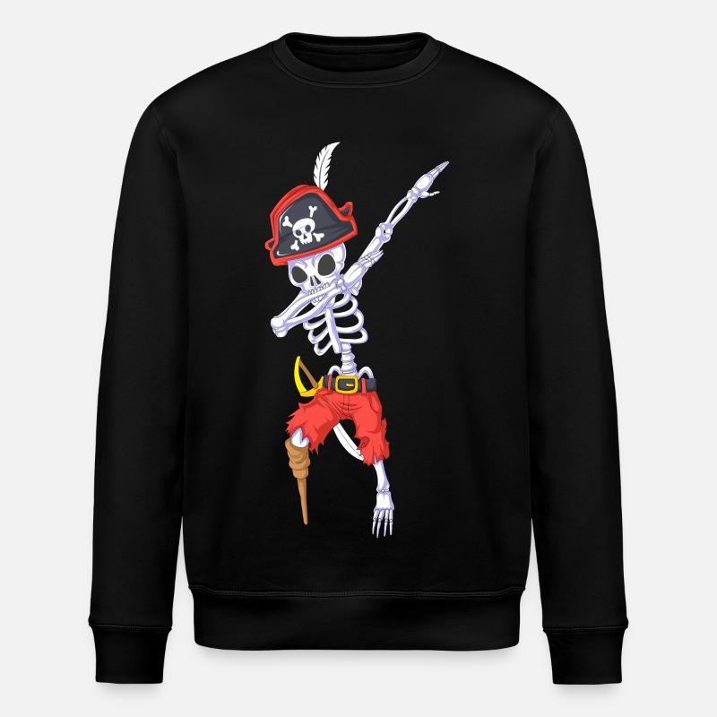 Dabbing Pirate Skeleton Halloween - Stanley/Stella ROLLER Unisex Organic Sweatshirt - black