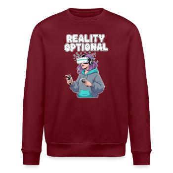 Reality Optional VR Gamerin - Stanley/Stella Unisex Bio-Sweatshirt ROLLER - Burgunderrot - Vorne - Nik (191cm)