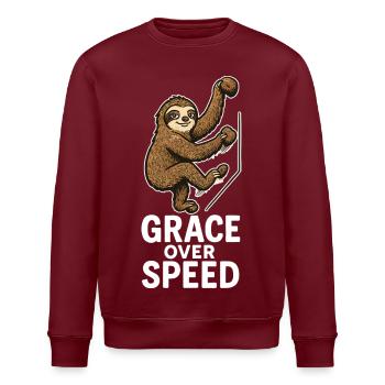 Bouldering Motivation – Grace Over Speed Gift - Stanley/Stella ROLLER Unisex Organic Sweatshirt - burgundy - Front - Nik (191cm)