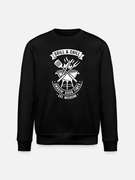 Grill & Chill BBQ Motif - Stanley/Stella ROLLER Unisex Organic Sweatshirt - black