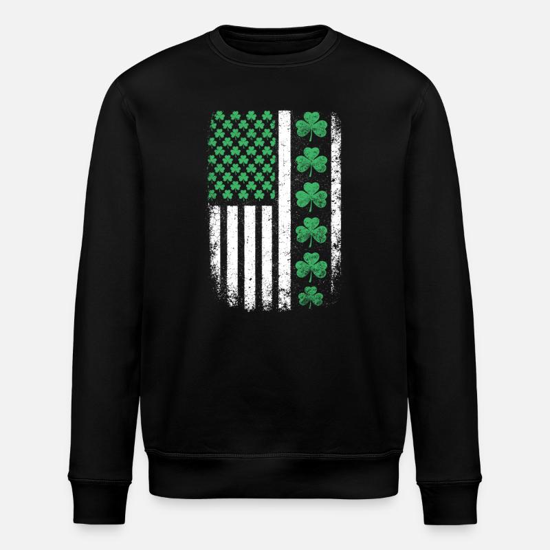 Drapeau américain du Trèfle Saint-Patrick - Sweat bio ROLLER Stanley/Stella Unisexe - noir