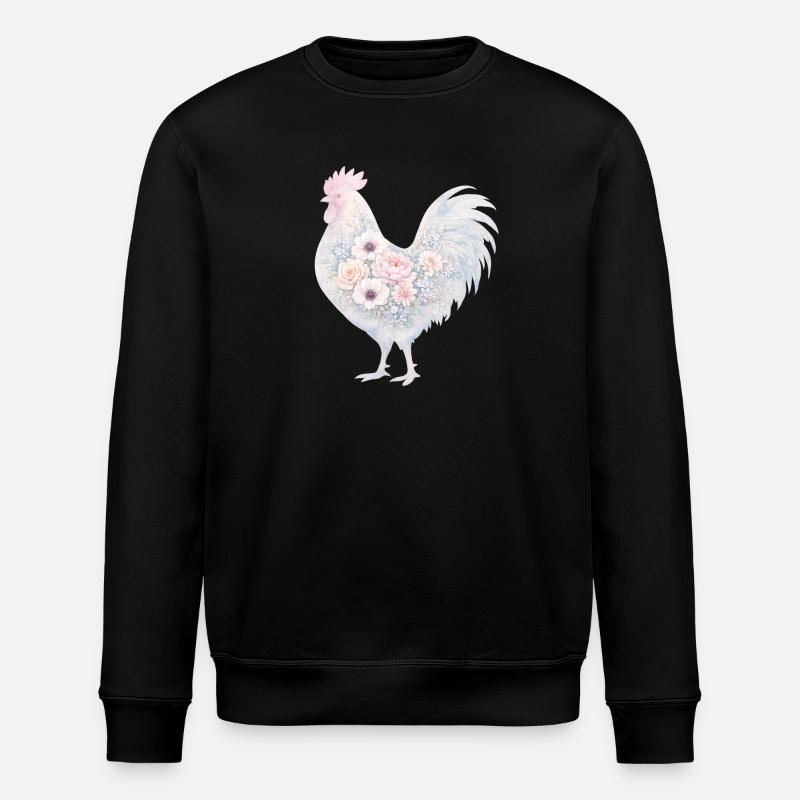 Hahn Blumen Aquarell - Stanley/Stella Unisex Bio-Sweatshirt ROLLER - Schwarz