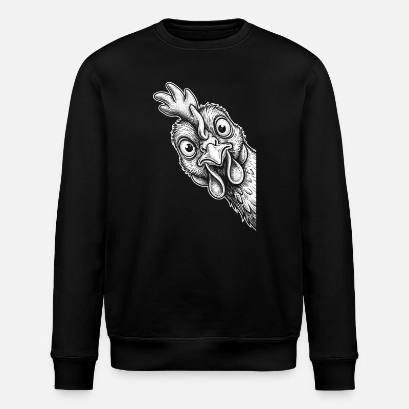 Funny peeking chicken - Stanley/Stella ROLLER Unisex Organic Sweatshirt - black