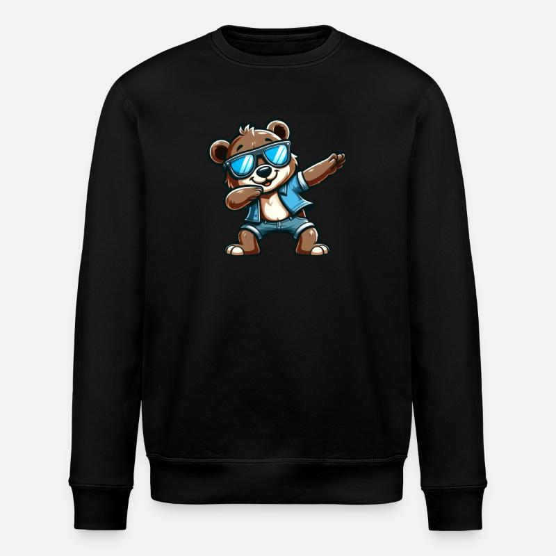 Cool Bear Dabbing - Stanley/Stella ROLLER Unisex Organic Sweatshirt - black