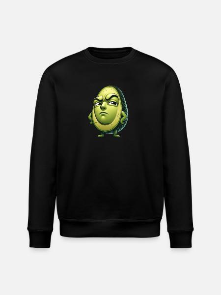 Skeptical Avocado Cartoon Ironic Funny - Stanley/Stella ROLLER Unisex Organic Sweatshirt - black