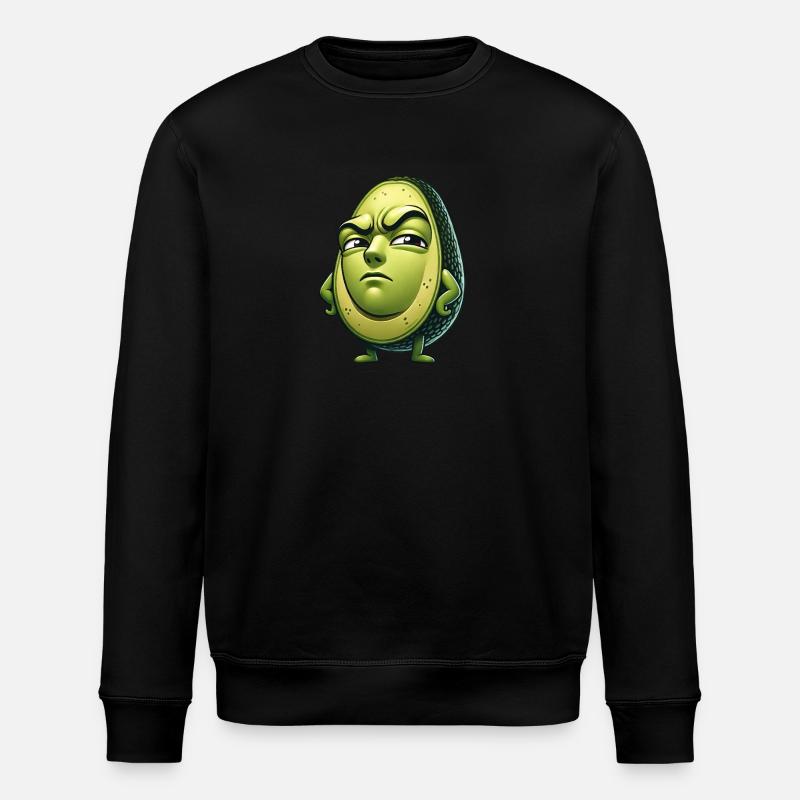Skeptical Avocado Cartoon Ironic Funny - Stanley/Stella ROLLER Unisex Organic Sweatshirt - black