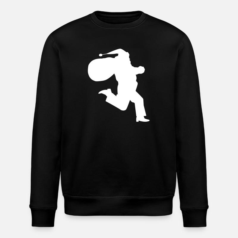 Running Santa Claus Gift - Stanley/Stella ROLLER Unisex Organic Sweatshirt - black