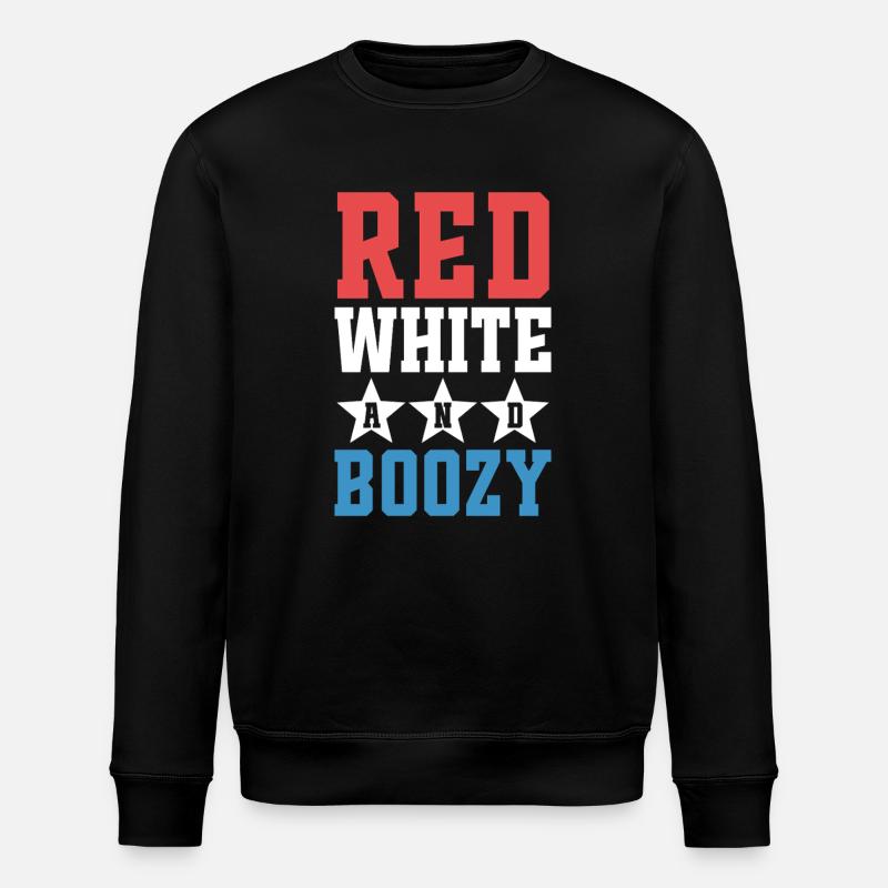 Red White and Boozy - Stanley/Stella ROLLER Unisex Organic Sweatshirt - black