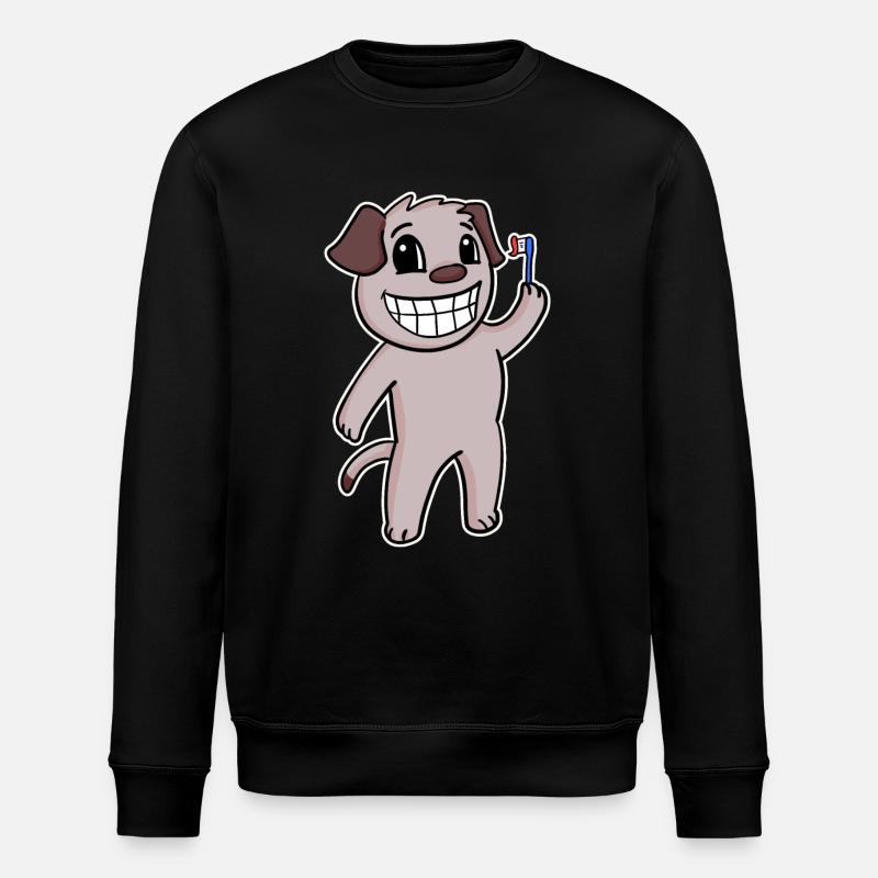 Dog with toothbrush - Stanley/Stella ROLLER Unisex Organic Sweatshirt - black
