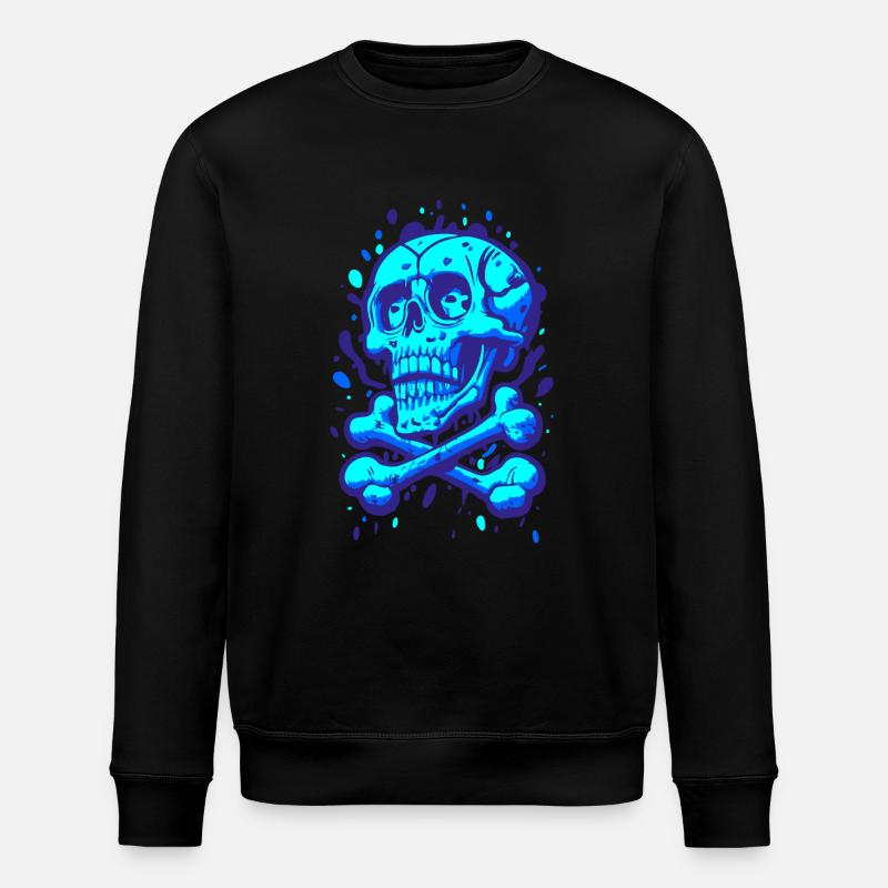 Graffiti Pirate Crâne Bleu - Sweat bio ROLLER Stanley/Stella Unisexe - noir
